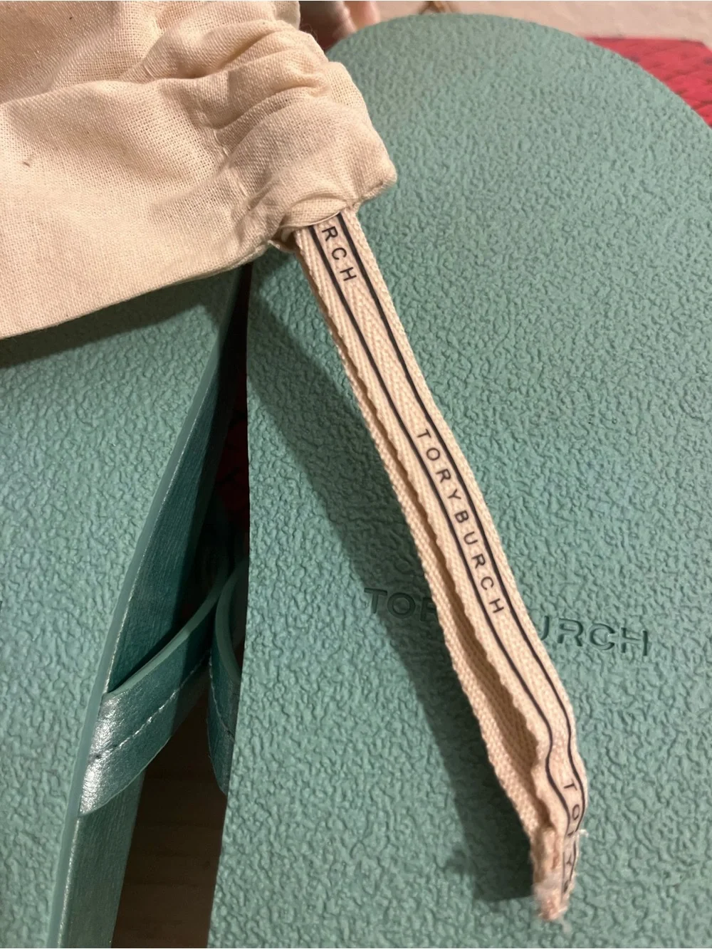 Tory Burch Metallic Seafoam Green Miller Thong Sandals